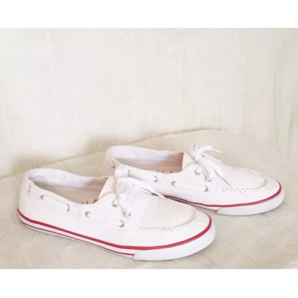 Land's End Sz 11B Women’s Boat Shoes Red & White